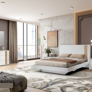 Quarto Jolie 4323 (Cama + 2x mesa cabeceira + comoda  + espelho | Lacado | Personalizavel )