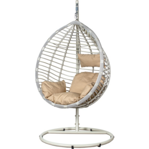 Cadeira Suspensa De Vime Artificial/aço Branco, 117x106x198cm (montado)