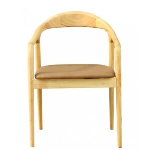 Cadeirão BALCANES, madeira de faia, natural, pele sintética castanha