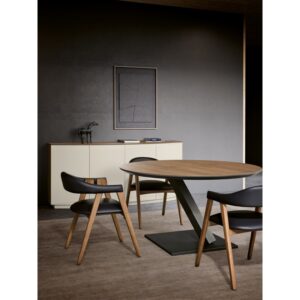 Mesa de Jantar Corvo Ext. redonda. Pé ferro Incl.