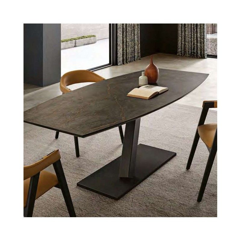 Mesa de Jantar CORVO Fixa - Oval - Pé ferro Inclinado