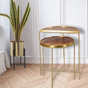 Set 2 mesas apoio 68383 (metal + madeira | 46x58cm | não personalizável)