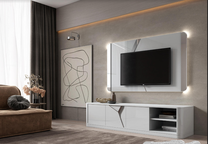 Base Tv Toronto (200cm | c/rodapé | Lacado | Personalizável) 200x50x50