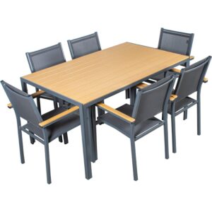 Conjunto Jardim 74615/74616 (mesa + 6 cadeiras | metal + polipropileno)